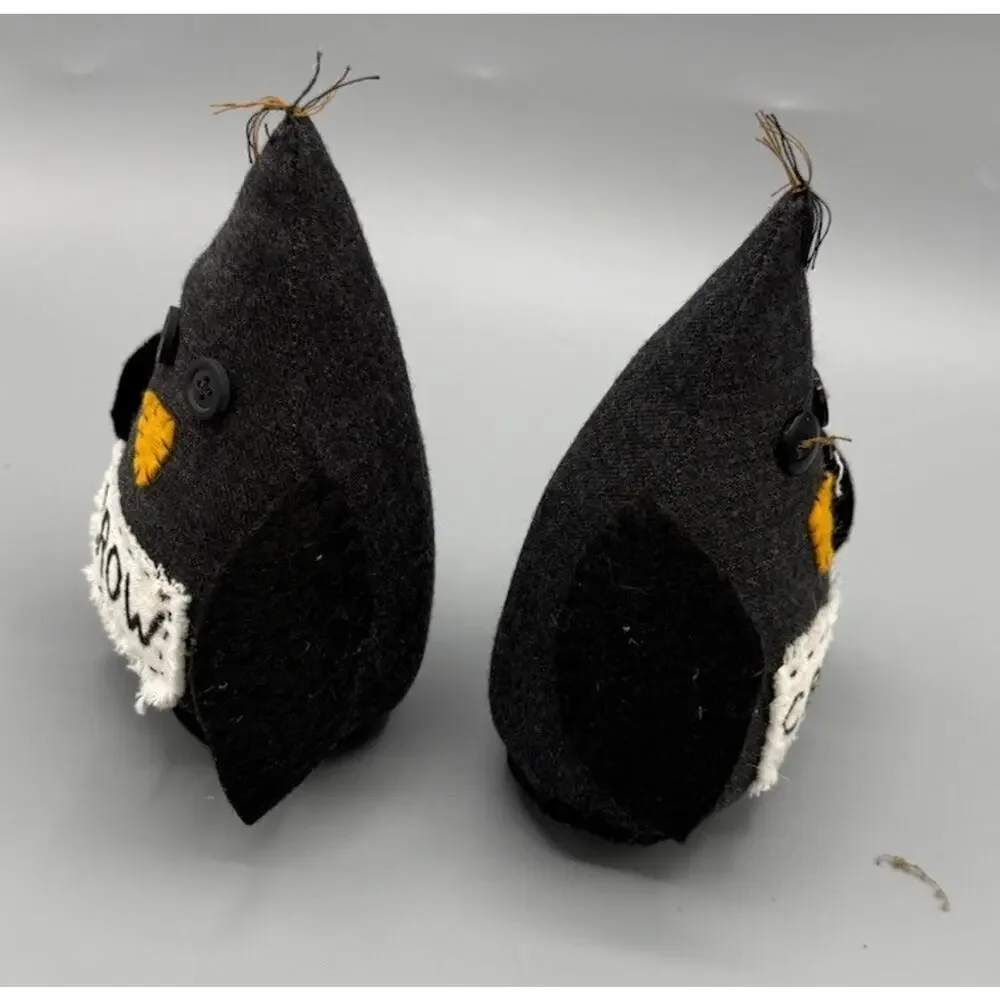 Set of 2 Primitive Black Crow Bowl Fillers Shelf Sitters Handmade Halloween